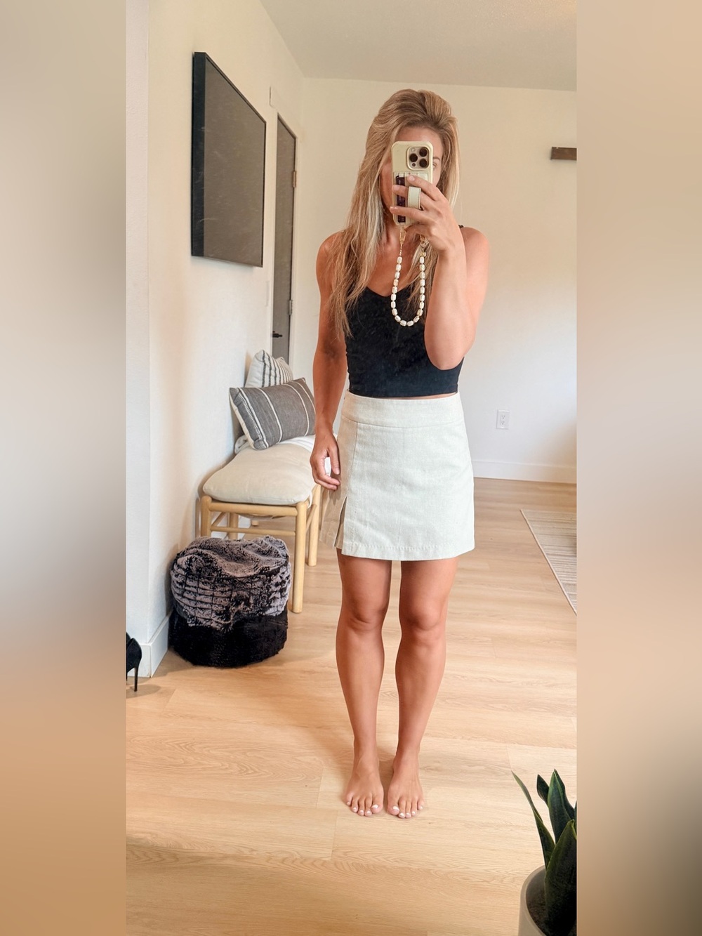 Classic Cream Mini Skort- Women's Straight Silhouette